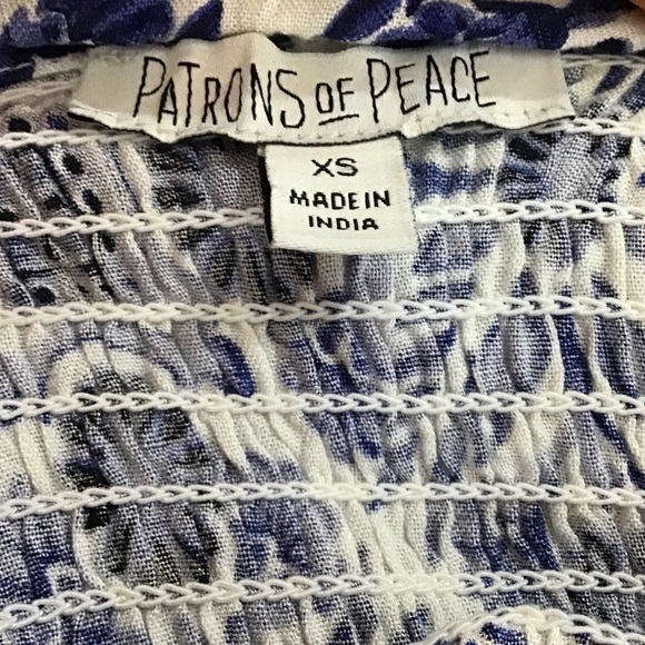 Patrons Of Peace Boho Blue White Floral Smocked Halter Jumpsuit Size XS … - Picture 5 of 7